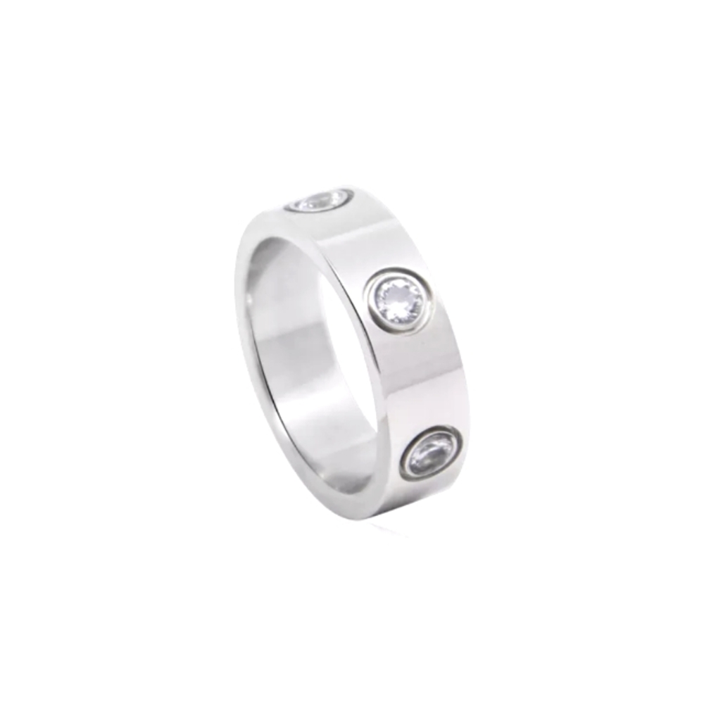 🤗 Stainless Steel Crystal Band Ring Size 7 in Silver 😍😍